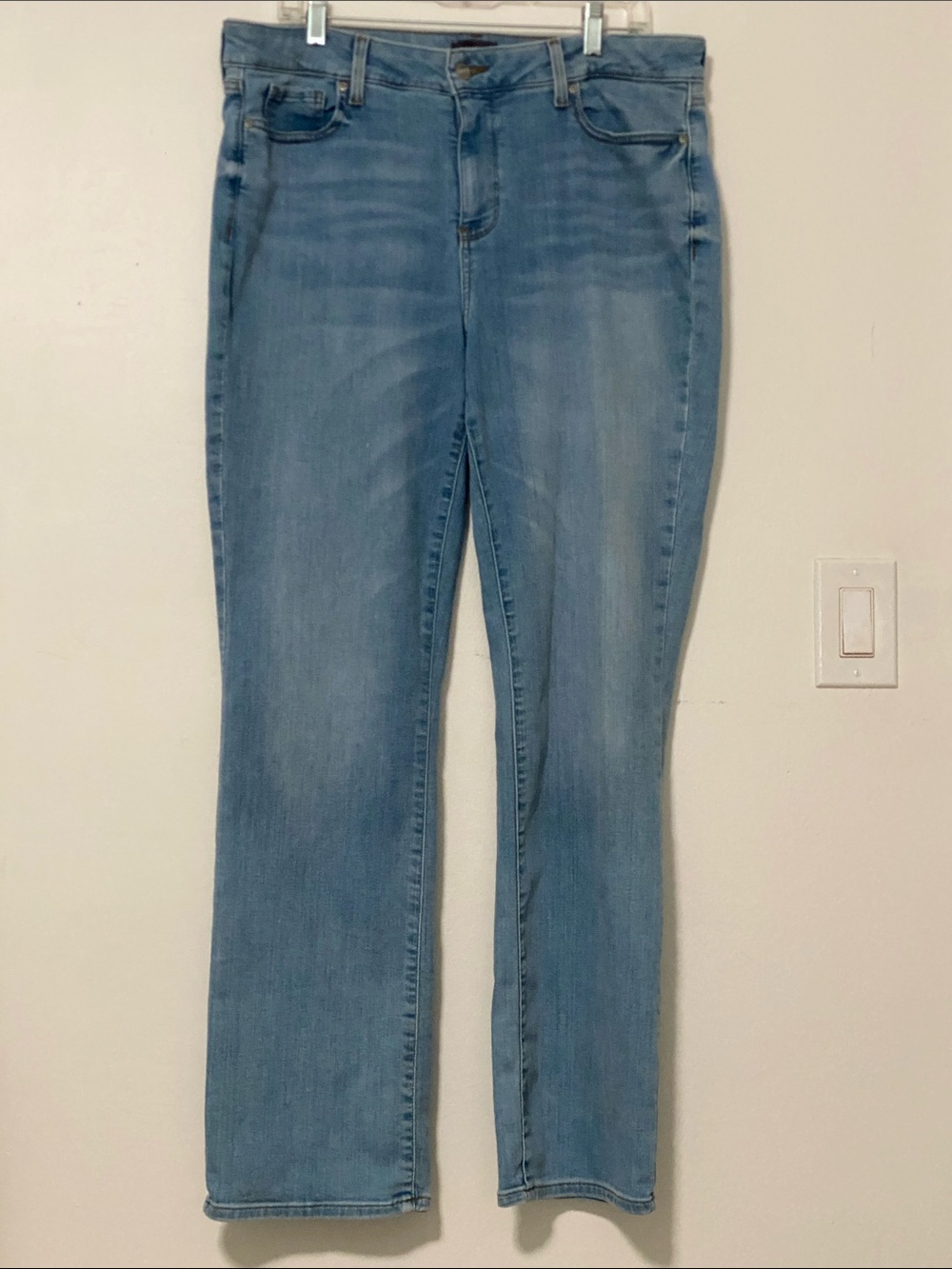NYDJ Marilyn StraighWomen's Light Blue Straight Leg Jeans - Size 14